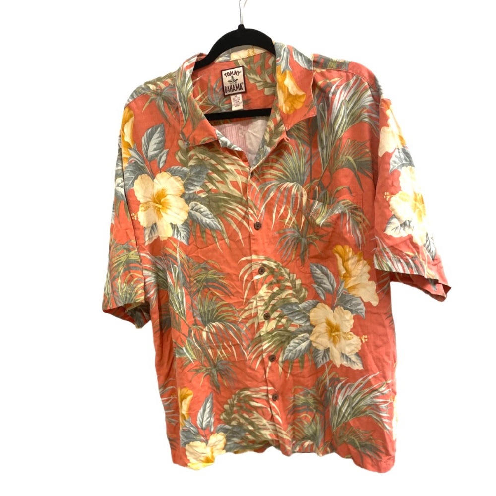 Mens Tommy Bahama silk Hawaiian shirt button down XL